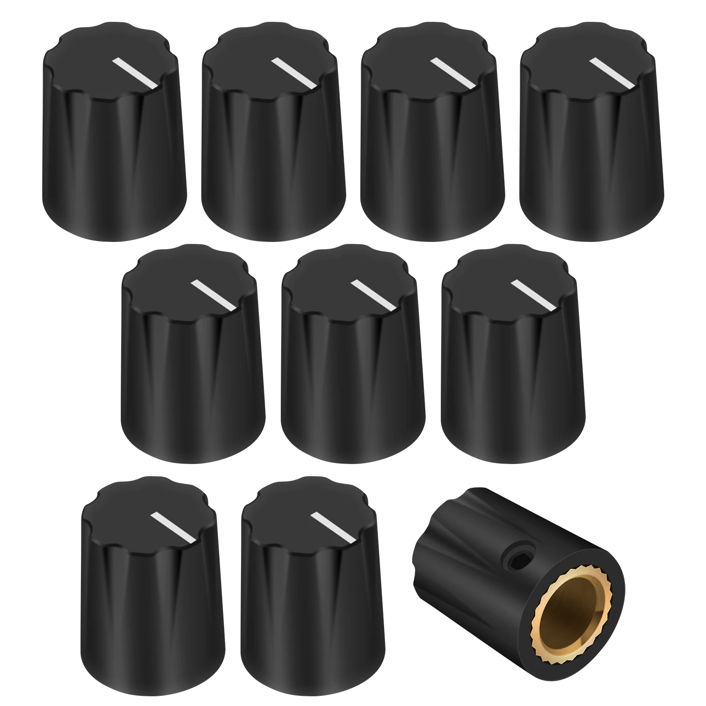 DaierTek 10 Stück Black Davies 1900h Clone Gitarreneffektpedalknopf 1/4 Schaftstellschraube für Verstärkerverstärker Boss Lautstärkeregler Image