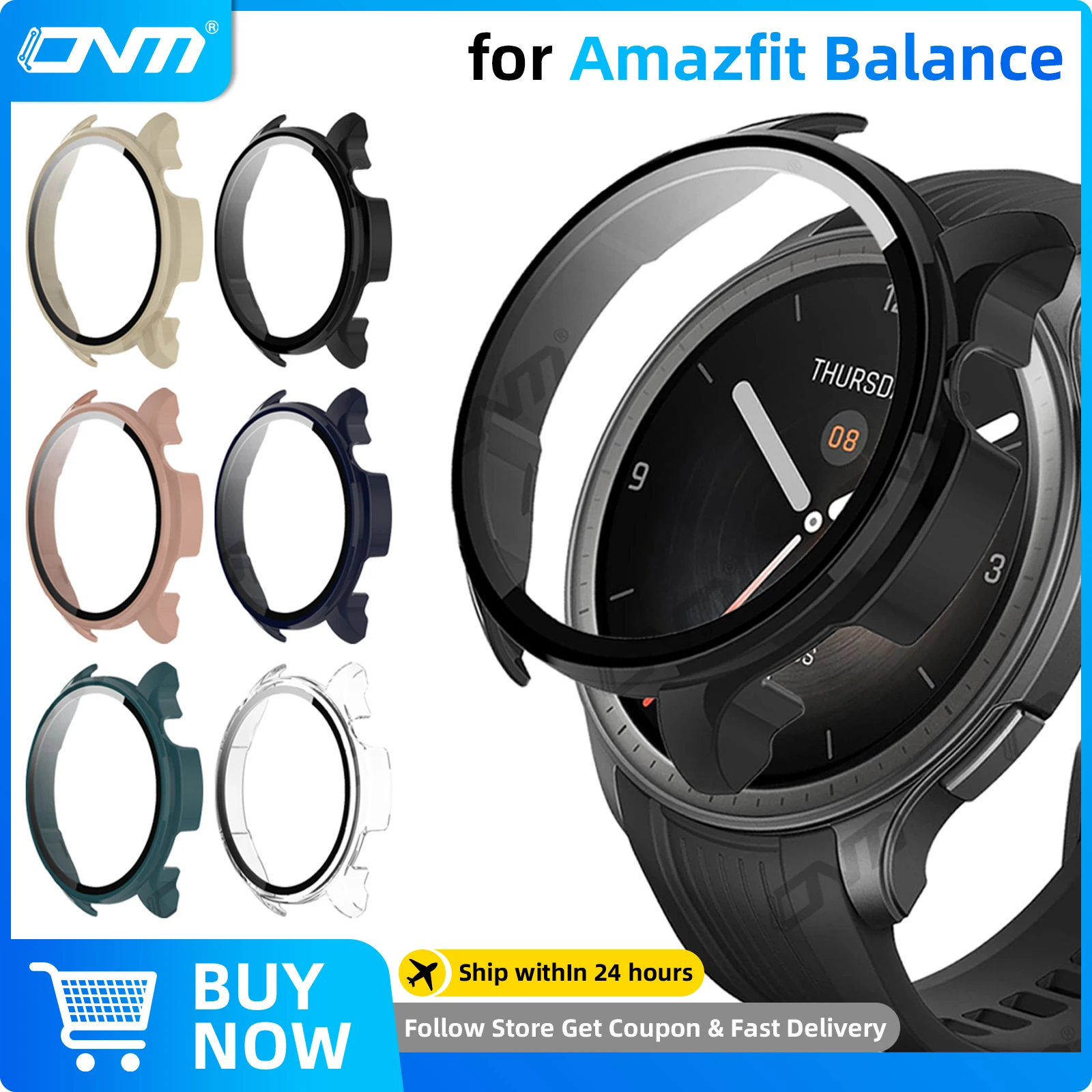 Glas + Hartschale für Amazfit Balance Displayschutzfolie, gehärtetes Glas, kratzfest, Stoßstangenschutz, Schutzhülle, Zubehör Image