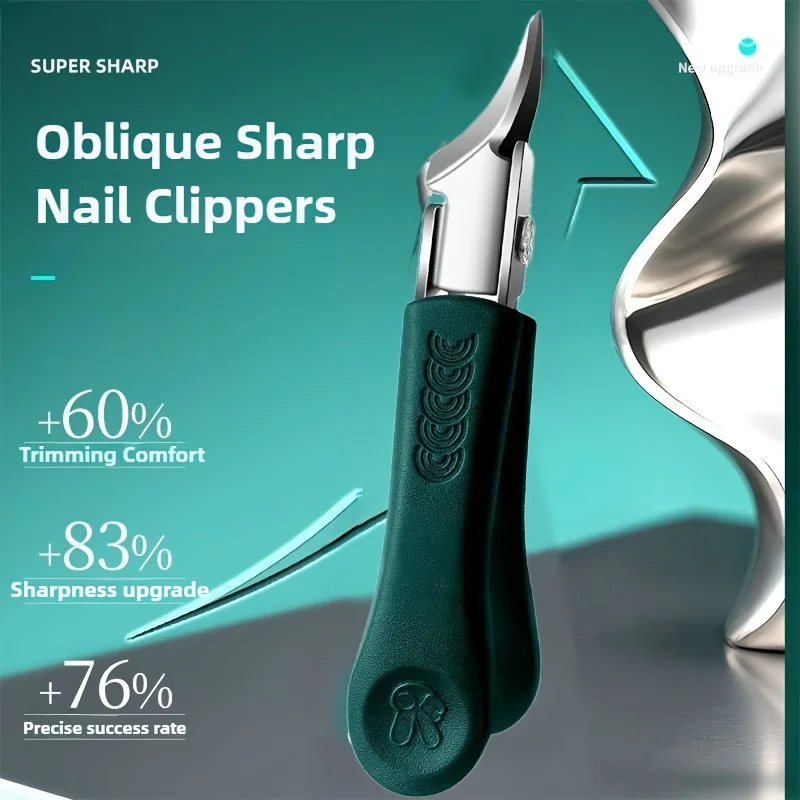 Große, öffnende Nagelknipser aus Edelstahl mit Spritzschutz-Design und Griff mit gebogener Klinge, scharfes und langlebiges Weihnachtsgeschenk Image