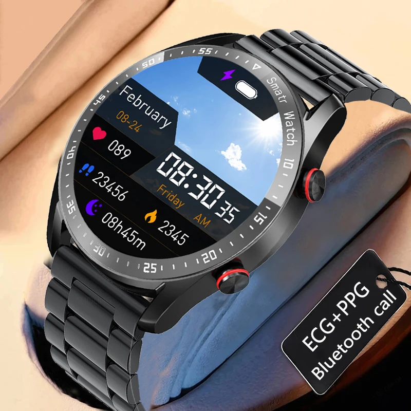 2024 neue Bluetooth Anruf Smart Uhr Männer Wasserdichte Sport Fitness Tracker Wetter Display Mann Smartwatch Para Android IOS Uhr Image