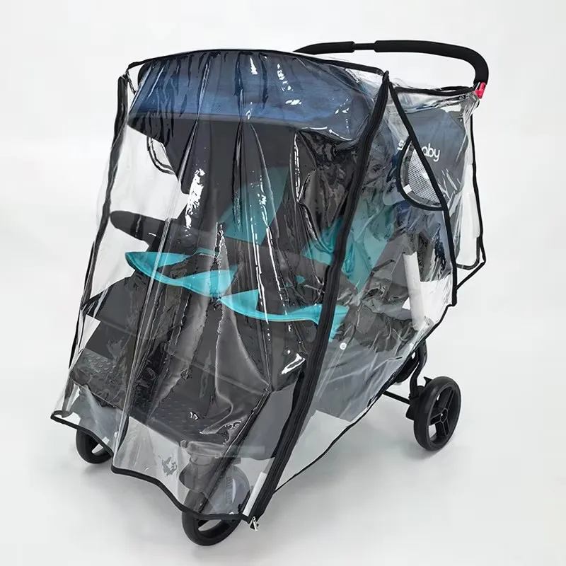 Twin Kinderwagen Regen Abdeckung Windschutzscheibe Doppel Front Kinderwagen Universal Regendicht Warme Abdeckung Warenkorb Regenmantel Baby Kinderwagen Zubehör