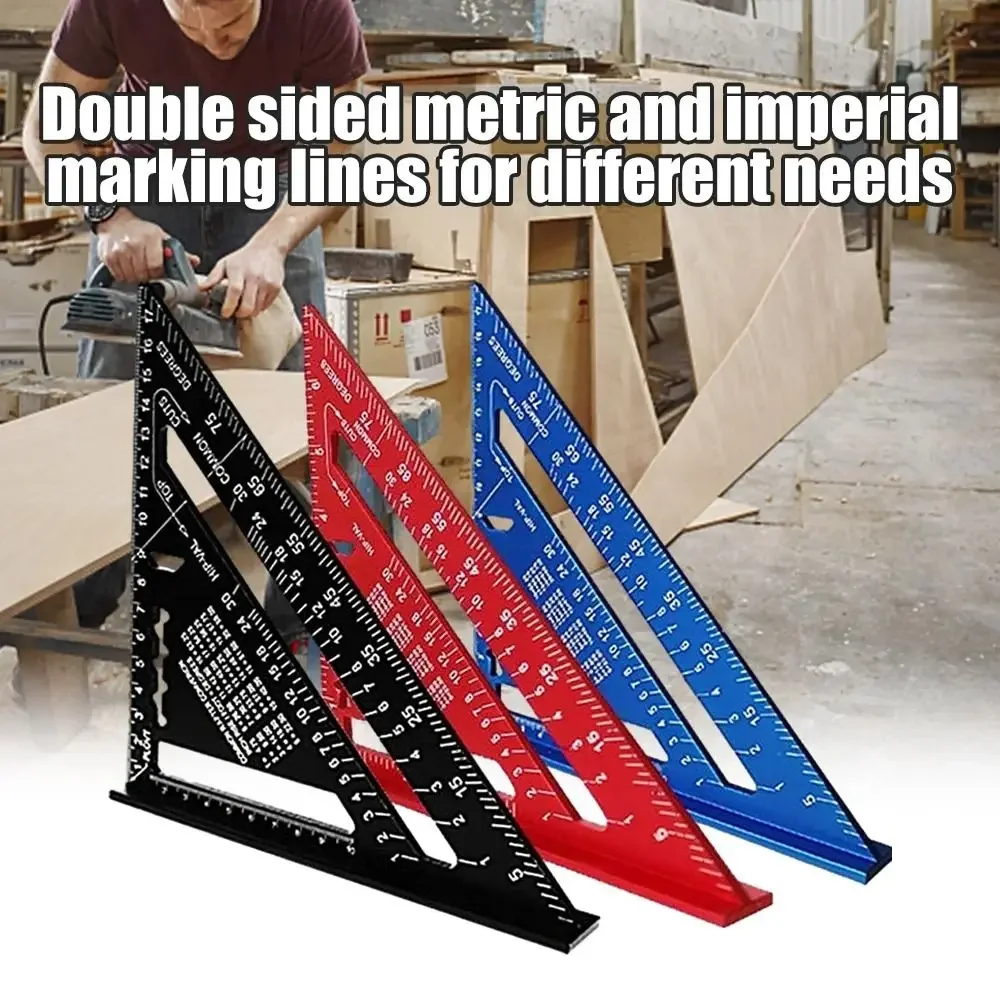 Neue 7 Zoll Dreieck Lineal Messwerkzeug Aluminiumlegierung Schreiner Werkzeuge Zoll Metrisches Winkellineal Geschwindigkeit Quadrat Holzbearbeitungswerkzeuge Image