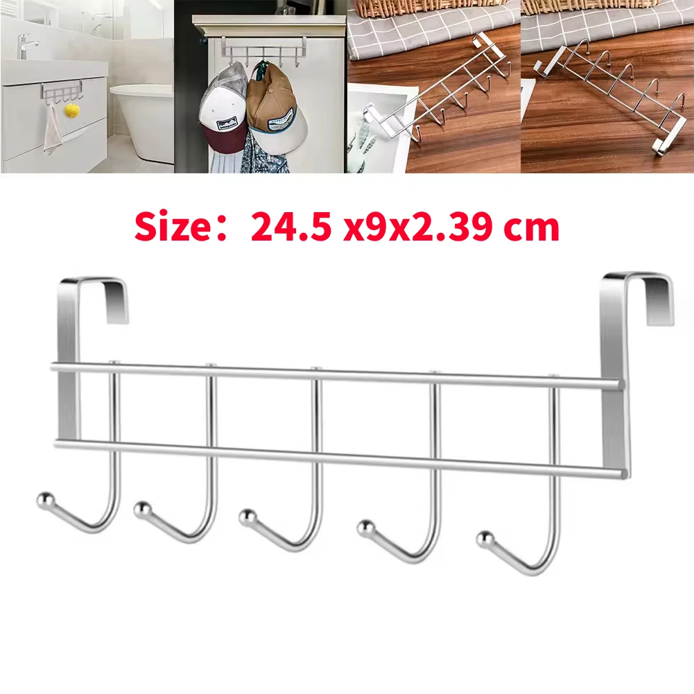 Robuster Edelstahl 5-Haken-Schranktürhaken 24,5x9x2,39 cm Kleine Türhaken Kleider- und Handtuchaufbewahrung für Zimmer