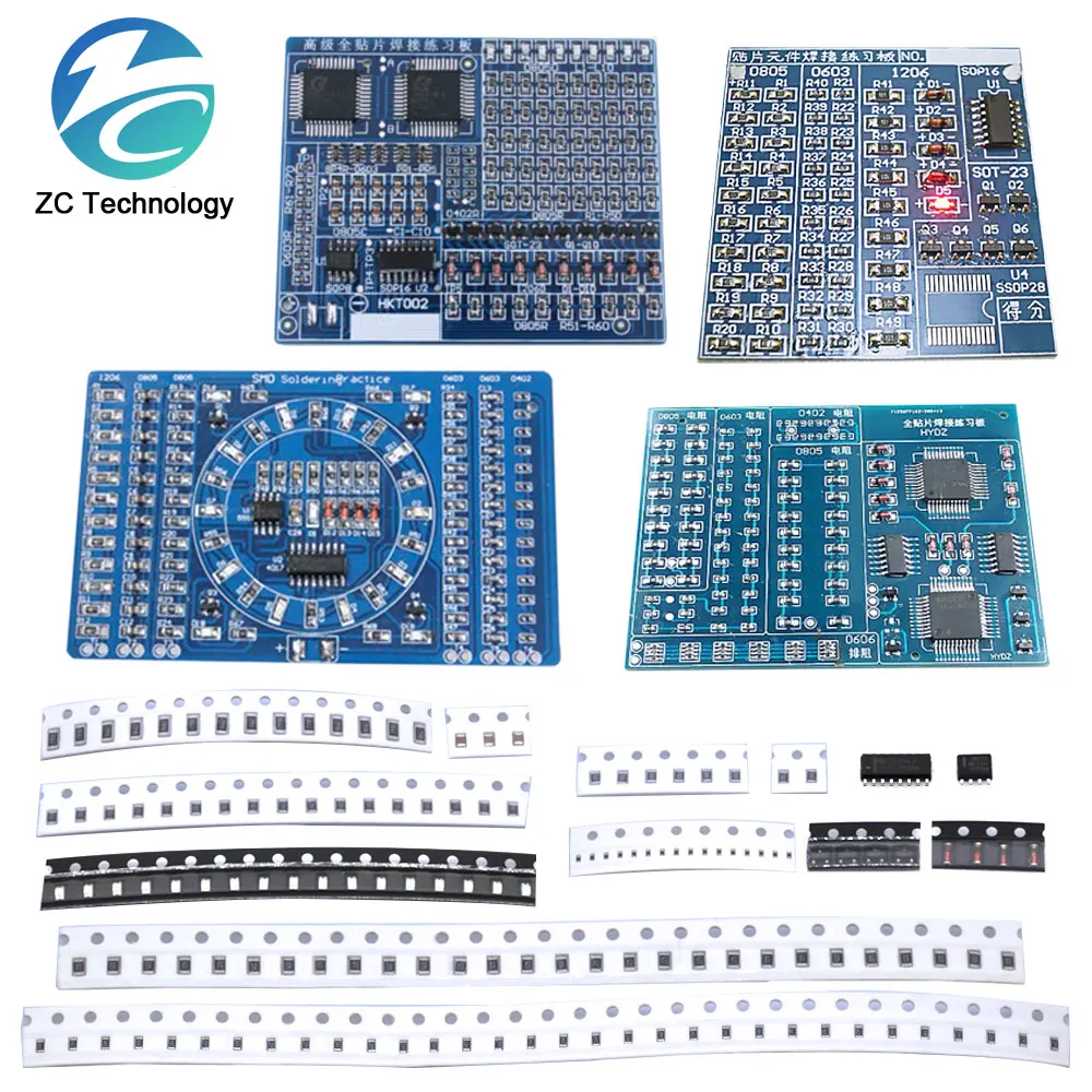 SMD NE555 CD4017 Rotating Flashing LED Components SMT LQFP44 Soldering Practice Board Electronic Circuit Training Suite DIY Kit Image