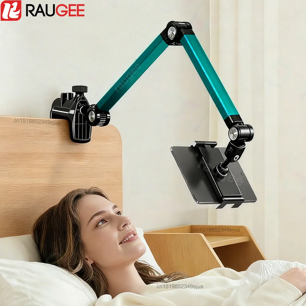 Tablet-Halterung für Bett, Lazy-Halterung für iPad, Ständer, verstellbarer Metallarm, Desktop-Tablet-Unterstützung 360° ° Rotierende, zusammenklappbare Tablettenhalterung Image