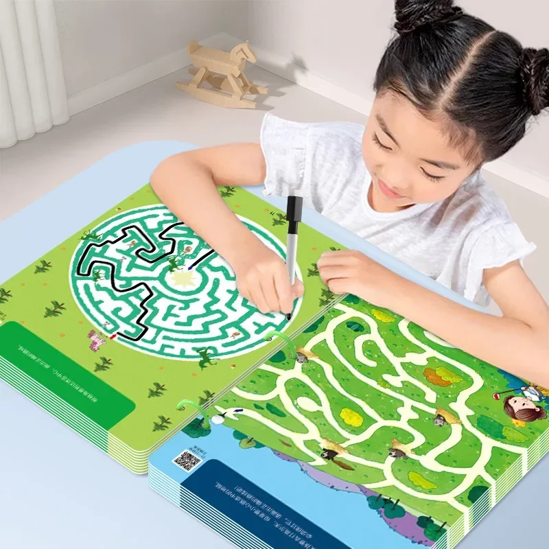 64-Seiten-Lernspiele, Konzentrationslabyrinth-Trainingsbuch für Kinder, wiederverwendbares Übungsheft Image