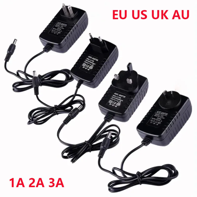 AC 110-240V 220V zu DC 12V 1A 2A 3A Netzteil Adapter Ladegerät Konverter 12 Volt EU US UK AU Stecker Transformator LED-Treiber Image