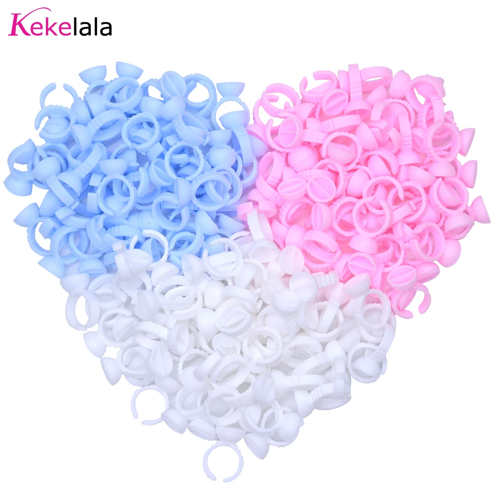 Kekelala 100PCS Weiß Kunststoff Kleber Ring Tassen Für Wimpern Verlängerung Microblading Pigment Halter Make-Up Schönheit Werkzeuge Lieferant Image