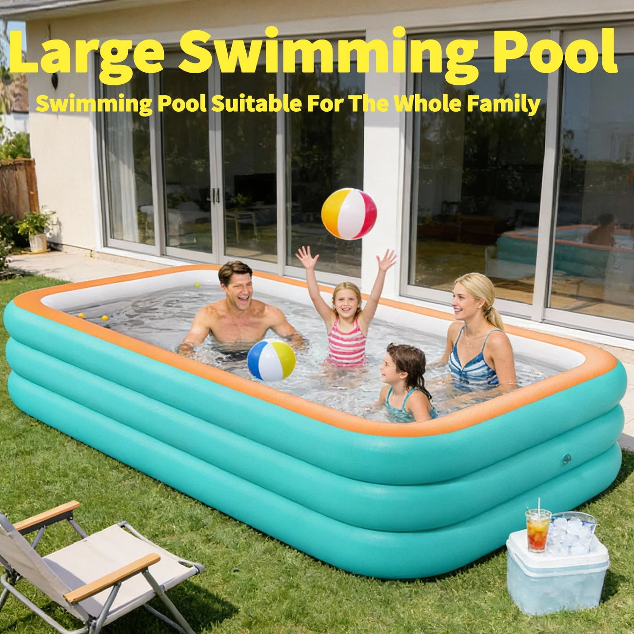 Der aufblasbare Familienpool ist langlebig und dickwandig, geeignet für große Schwimmbecken für Garten- und Rasenpartys. Image