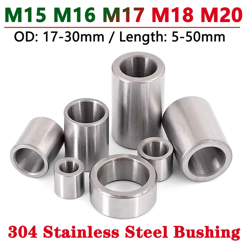 M15 M16 M17 M18 M20 304 Edelstahl Buchse Dichtung Unterlegscheibe ohne Gewinde runde hohle Abstandshülse Außendurchmesser 17–30 mm L 5–50 mm Image
