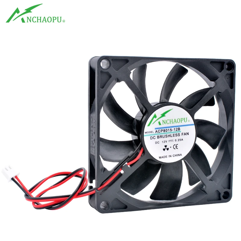 ACP8015 8cm 80mm Lüfter 80x80x15mm DC5V 12V 24V 2-Pin Kühllüfter für Router-Chassis, Netzteil, Ladegerät, Wechselrichter Image