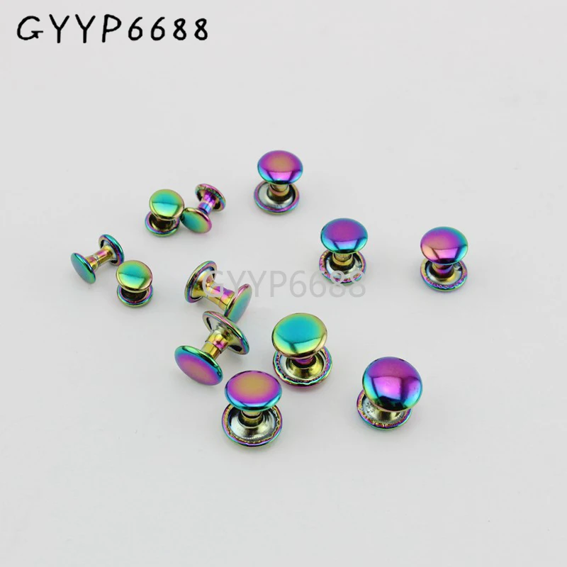 10-30-100pcs 6*6mm 8*8mm 10*8mm Schillernden regenbogen befestigt doppel niet stud für schuhe, DIY metall nieten ton auf ton