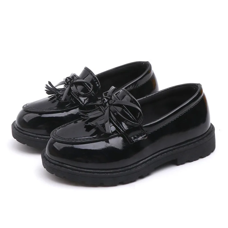 Mädchen-Performance-Lederschuhe mit Schleife und Quasten, schicke Prinzessinnen-Loafer, Slip-on-Kinder-Flats für Hochzeit, Party, Kinderschuhe Image