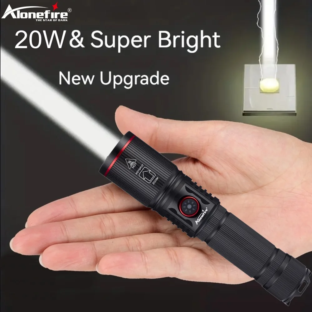 20W Zoom Runde Strahl Licht LED High Power taschenlampe USB Aufladbare Taschenlampe Camping Outdoor Jagd Angeln Wandern Beleuchtung Lampe Image