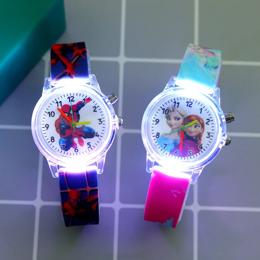 Disney Prinzessin Elsa Kinder Uhren Mädchen Silikon Strap Cartoon Kaninchen Dinosaurier Licht Kinder Armbanduhr Uhr reloj infantil Image