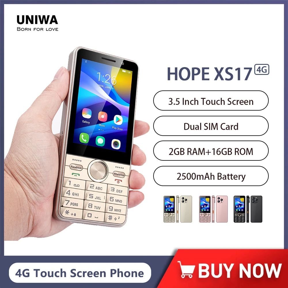 UNIWA HOPE XS17 4G Tastatur Telefone Touchscreen Smartphone Android 8.1 Quad Core 3,5 Zoll 2GB + 16GB 2500mAh Handy WhatsApp