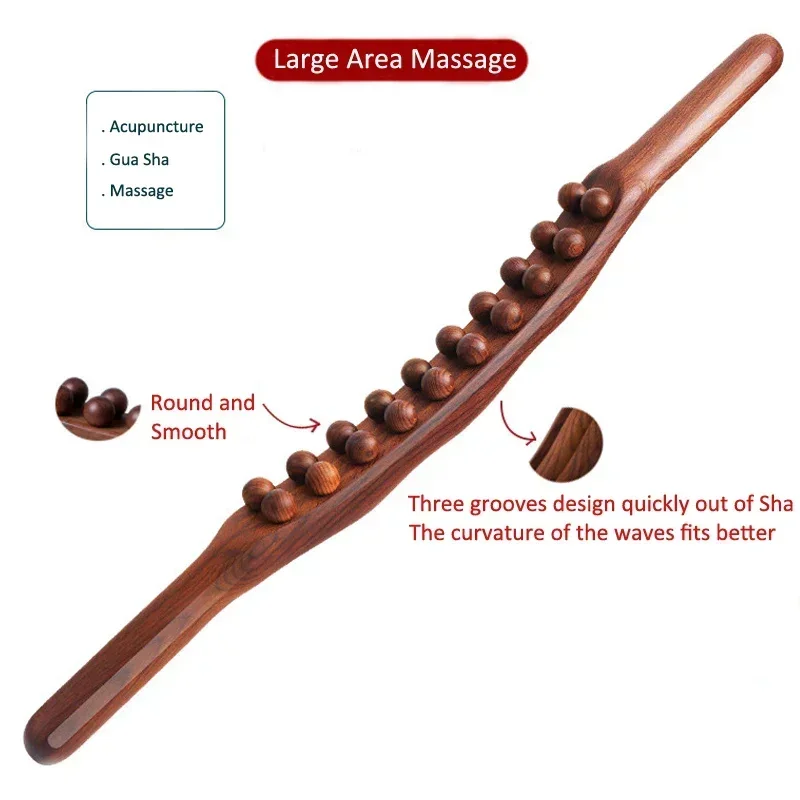 Holz Gua Sha Massage Stick karbonisiertes Holz Guasha Schaben Werkzeug Rolling Stick Ganzkörpermassagegerät Anti Cellulite 8/20/31 Perlen Image