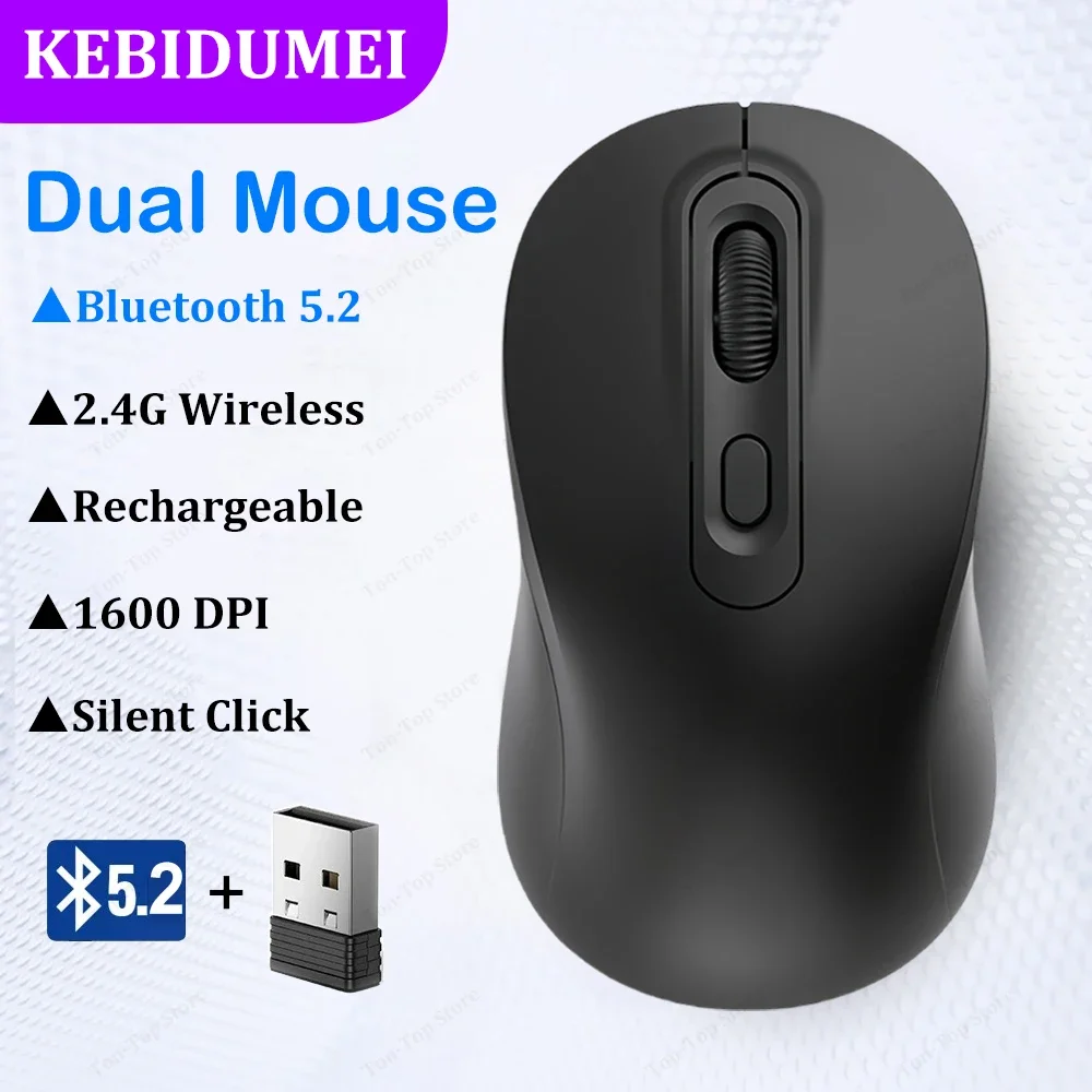 Bluetooth 5.2 Maus 2,4G Drahtlose Maus Wiederaufladbare Dual Modus Gaming Maus Stille Maus 1600DPI Mäuse Für PC Laptop macBook Pro