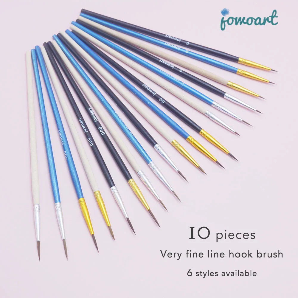 10 Teile/satz Feine Hand-gemalte Dünne Haken Linie Stift Kurze Holz Stange Zeichnung Kunst Stift Pinsel Kunst Liefert nylon Pinsel Sonderangebot Image