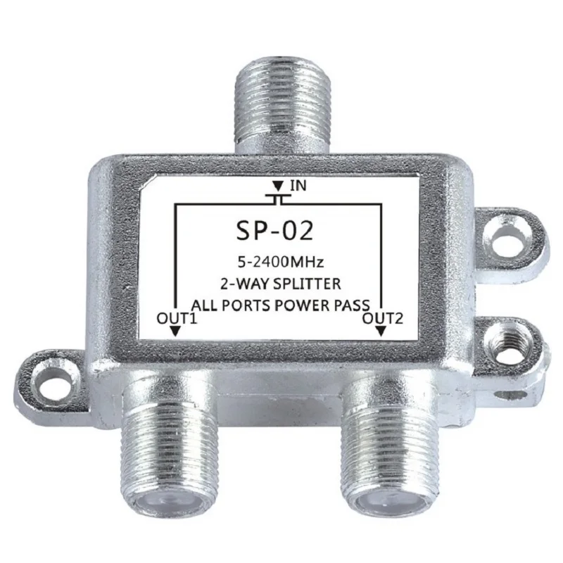2-Wege-Koaxialkabel-Splitter, RG6-kompatibel, 5–2400 MHz, digitales Signal, Buchse, Koax-Splitter, funktioniert mit Satellitenantenne, HDTV, CATV Image