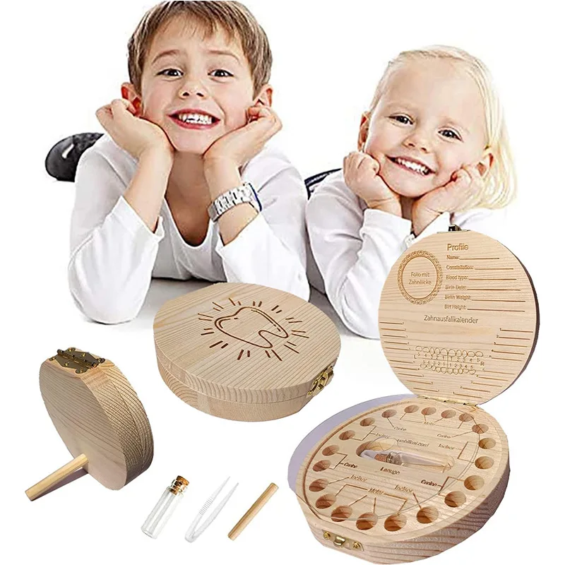 Holz Lagerung Sammeln Zähne Nabelschnur Box Holz Baby Kinder Zahn Lagerung Box Zahn Holz Box Organizer Milch Zähne