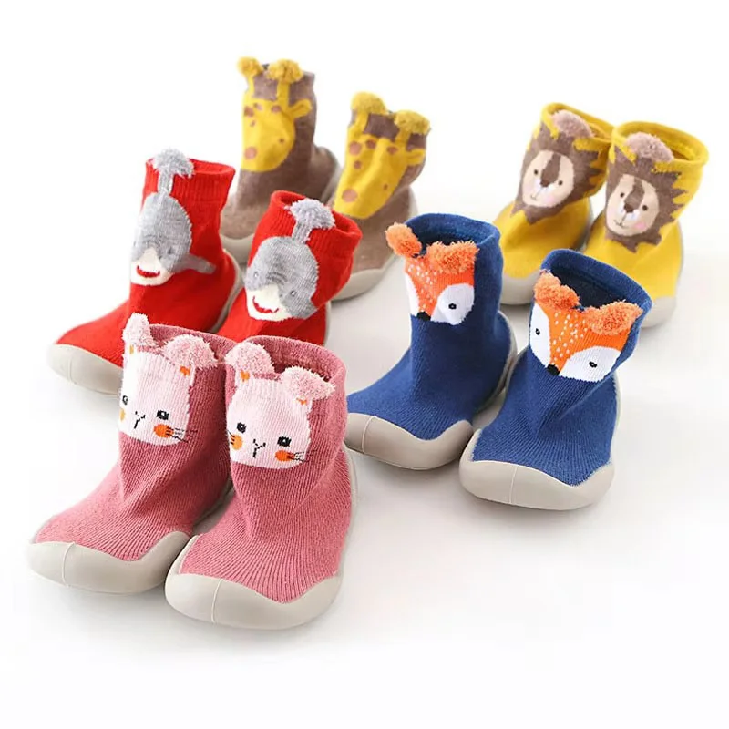 Babysocken, Schuhe für Kinder, Kleinkinder, Lauflernschuhe, Tiermuster, weiche, rutschfeste Sohle, atmungsaktive Gummi-Bodenschuhe für Jungen und Mädchen Image