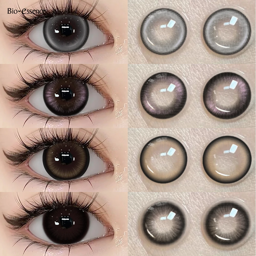 Bio-essense 1 Paar schwarze Gläser mit großen Augen, koreanische Naturlinsen, farbige Kontaktlinsen, Augen mit Grau, schöne Pupillenlentes Image