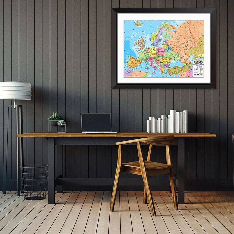 Das Europa-Karten-Poster auf Englisch mit Details, Wandkunst, dekorative Malerei, Reise, Schulbedarf, Klassenzimmer, Heimdekoration Image