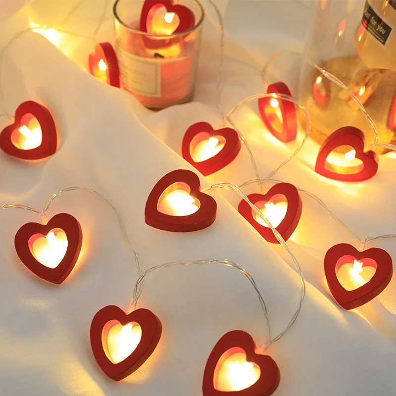 LED Lichterkette Fee Pfirsich Herz Girlande Lampe Schlafzimmer Garten Geburtstag Valentinstag Hochzeit Party Dekoration Lichterkette