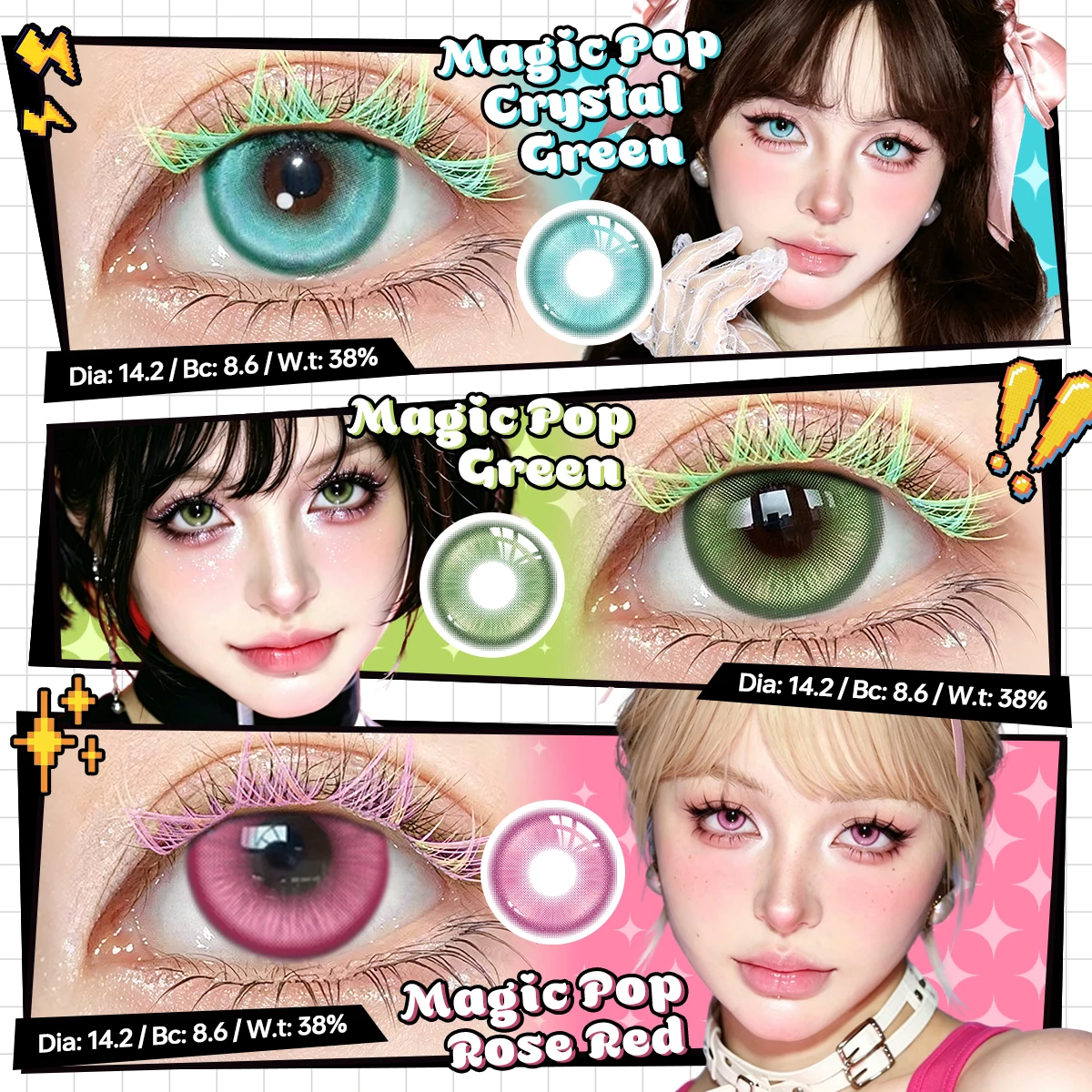 Visuashow Stardust Brown Gray Farbige Kontaktlinsen fur Cosplay 1 Paar Jahrlich Einweg Weich und Bequem fur Augen Make up Perfekt fur Anime Halloween Partys und Taglichen Gebrauch Image