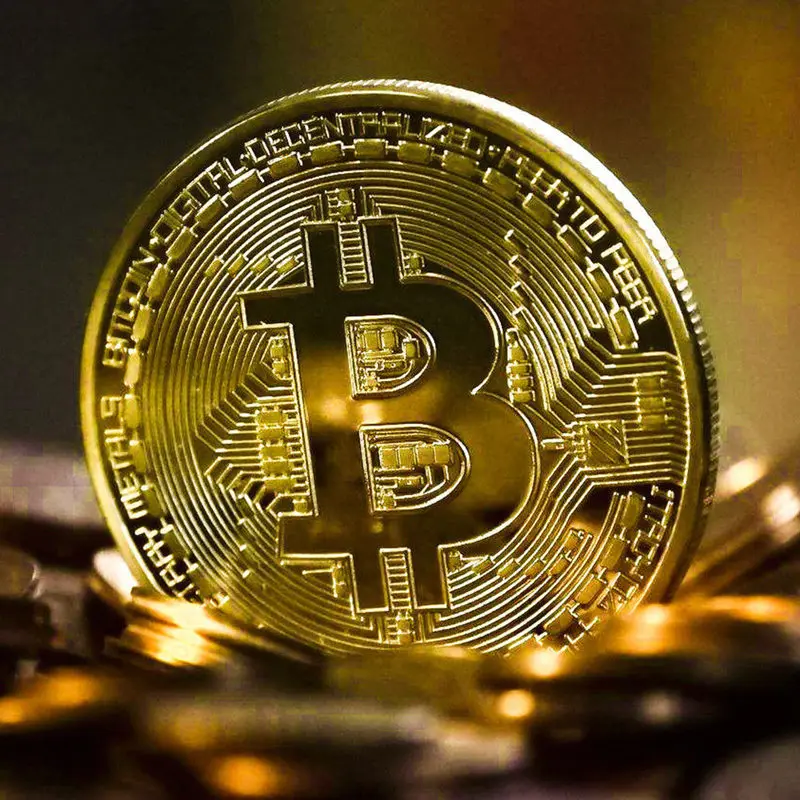 Vergoldete Bitcoin-Münze zum Sammeln, Kunstsammlung, Geschenk, physische Gedenkmünze, Casascius Bit, BTC-Metall, antike Imitation Image