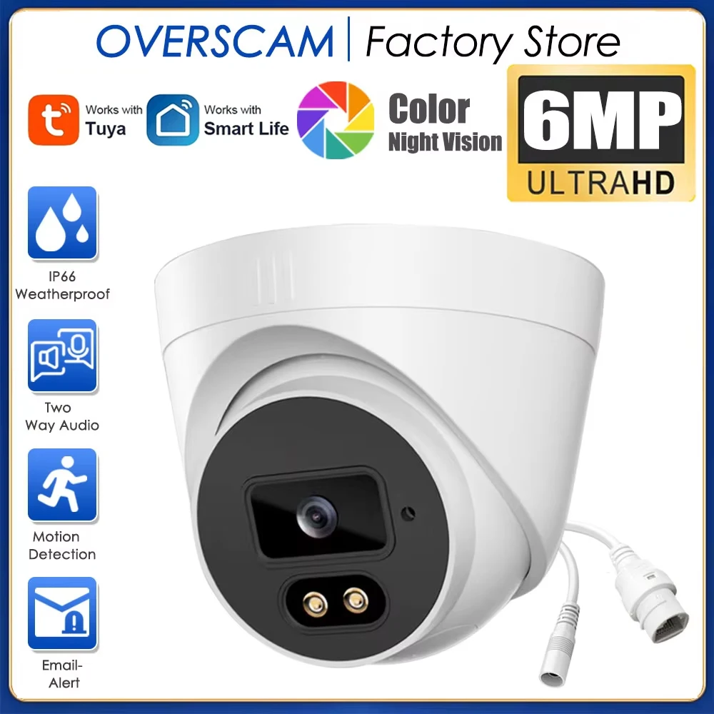 6MP Tuya Smartlife Hause Überwachung Kamera IP POE Zwei-Wege Audio Dome Farbe Nachtsicht Ai Erkennen CCTV Video sicherheit Für NVR Image