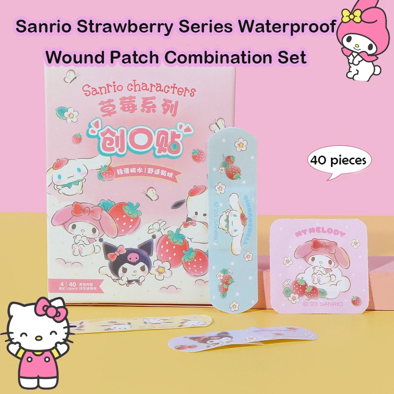 Hello Kitty Kuromi Cinnamoroll Gips, 40 Stück, wasserfest, bezaubernd, niedliches Pflaster für Kinder, Wundversorgung, Kawaii-Cartoon-Design
