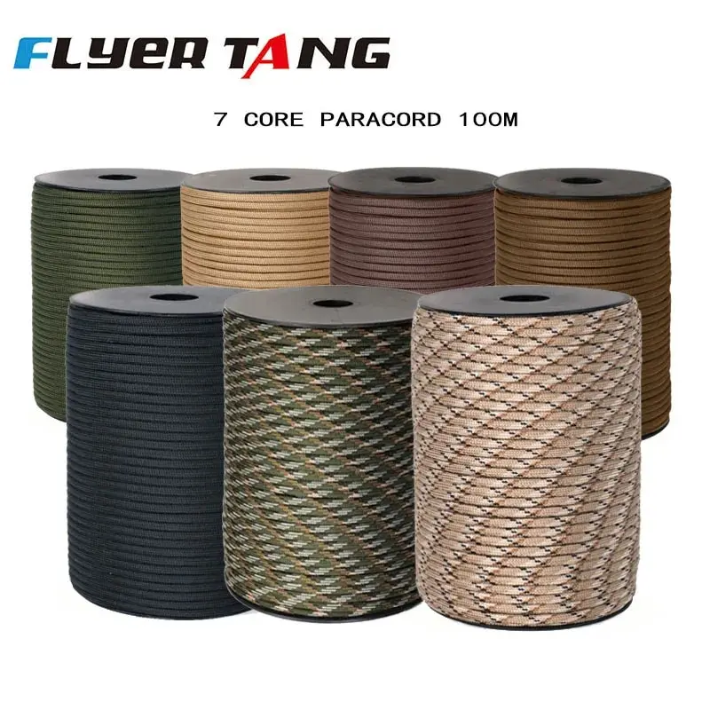 7 Kerne 550 Paracord-Schnur 100 m 50 m 31 m Durchmesser 4 mm für Outdoor-Camping-Überlebens-Lanyard Fallschirmseil Wanderzelt-Zubehör DIY