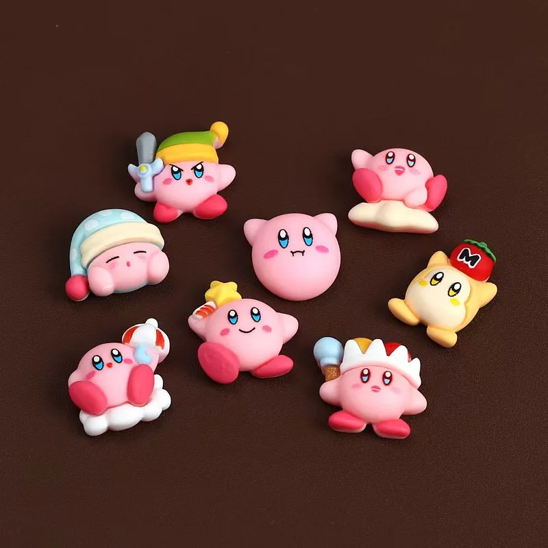 8 Teile/satz Cartoon Nette Anime Figur Mini Stern Kirby Ohr Studs Haarnadel Nagel Dekoration Wasser Tasse Fall Harz DIY Zubehör Image