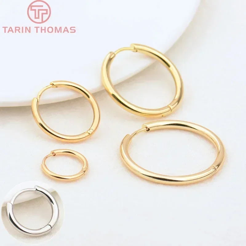 (3754)6PCS 12MM 30MM 24K Gold Farbe Edelstahl Runde Ohrring Creolen Verschlüsse Hohe Qualität DIY schmuck Machen Erkenntnisse Image