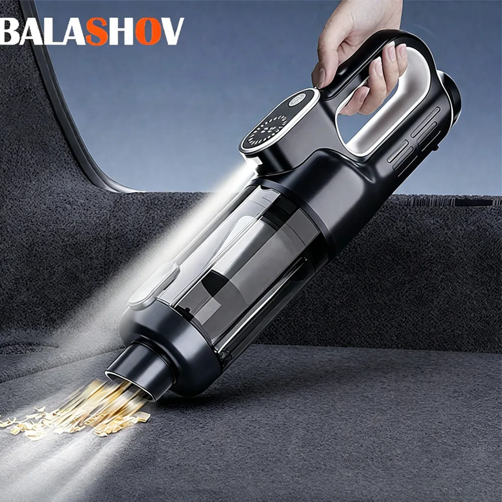 Vakuum-Lautsprecher, kabellos, starke Saugkraft, tragbarer, bürstenloser Handstaubsauger für Zuhause, Auto, Mini, wiederaufladbar, mit LED, für die Autoreinigung Image