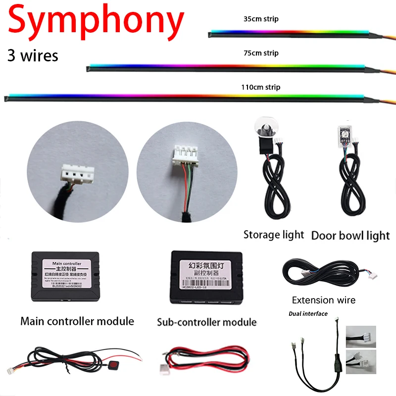 „Magische Laterne“ Symphony Umgebungslicht-Zubehör, volle Farben, Streamer, Regenbogen-Teile, 3-polig, 3 Drähte, Innen- und Innenleisten