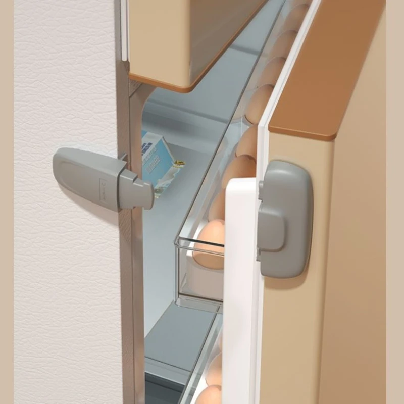 Kindersicherung, Multifunktions-Kühlschrank-Türschloss, Anti-Kneif-Schutz, Clip, Kindersicherheitsprodukt, Grau, 1 Stück Image