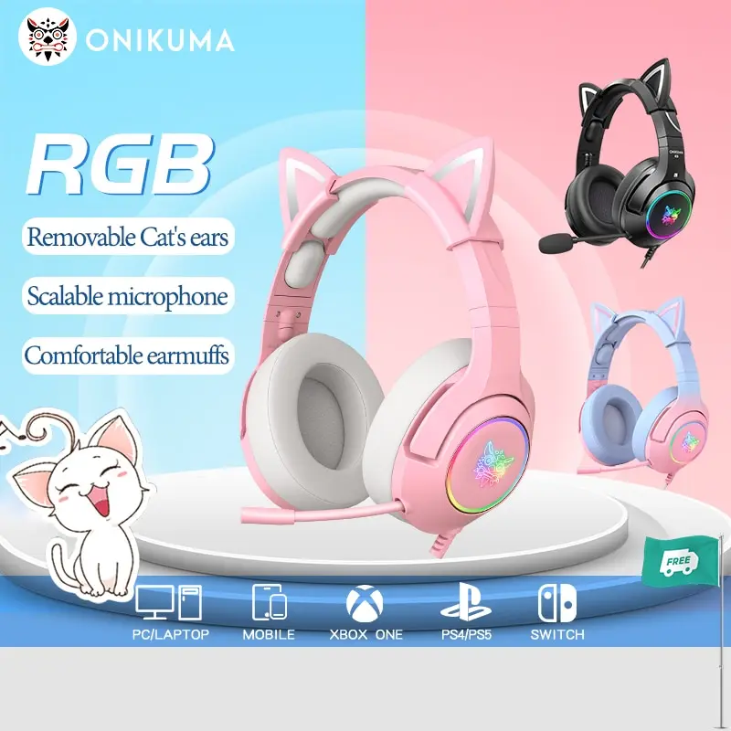 Onikuma k9 kabel gebundene Kopfhörer mit RGB-Licht flexibles HD-Mikrofon 3,5mm Gaming-Headset Computer-Kopfhörer für PC-Spieler ps4 xbox