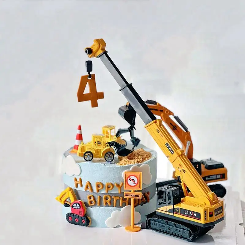 Bagger Kran Traktor Bau Geburtstag Kuchen Topper Junge Geburtstag Party Kuchen Dekor Kinder Baby Dusche Ein 1. Geburtstag Kuchen Image