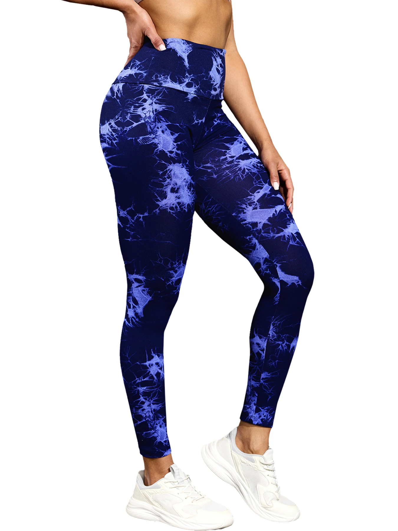 Superweiche, hoch taillierte Batik-Leggings für Damen, Yoga, Laufen, Fitnessstudio, kein durchsichtiges Workout, sportliche Strumpfhosen, Push-Up, Fitnessstudio, Fitness Image