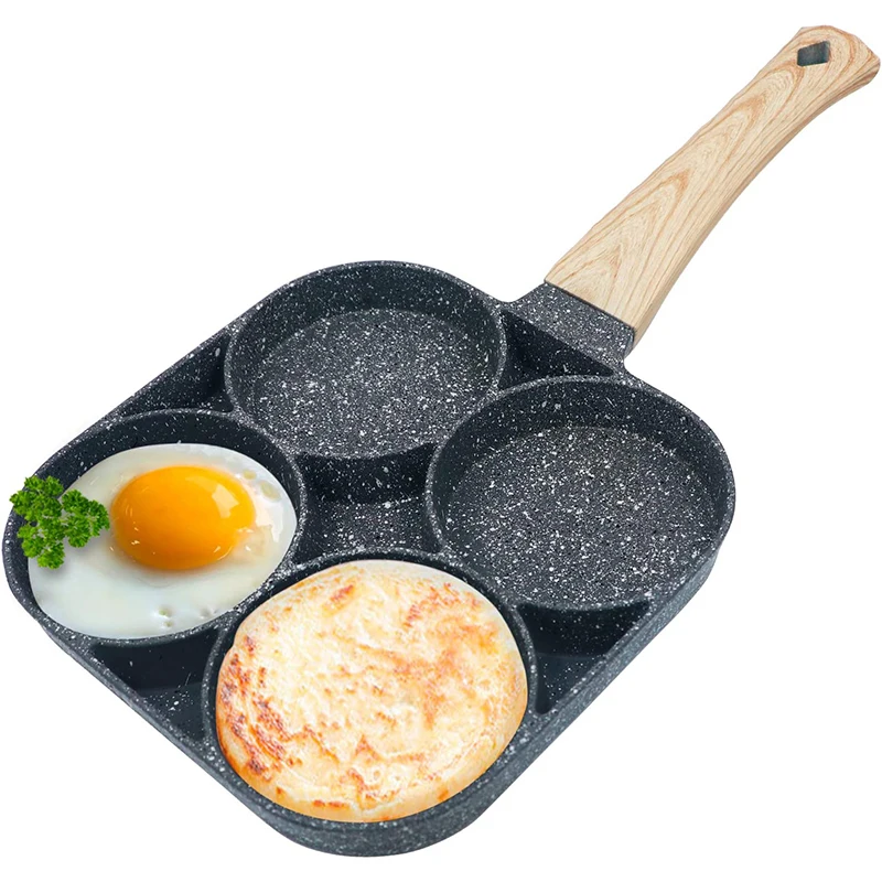 LMETJMA Eierpfanne, antihaftbeschichtete Pfannkuchenpfannen, 4 Tassen, Kochgeschirr, Pfannkuchenpfanne, Eierpfanne, geeignet für Gasherd, Induktionsherd JT87 Image