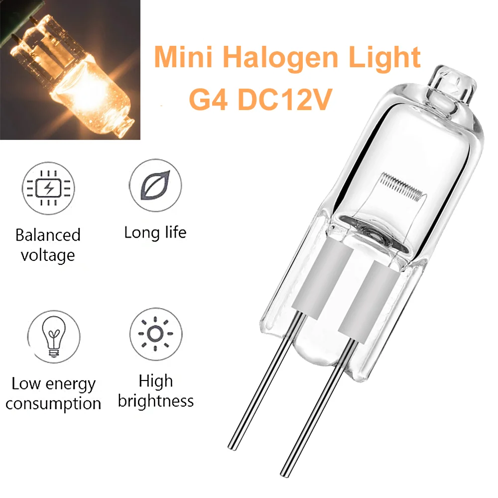 5/10/20Pcs Mini G4 Energiesparende Wolfram Halogen JC Typ Glühbirne Lampe DC12V 20W G4 scheinwerfer Kristall Kronleuchter Halogen Lampe