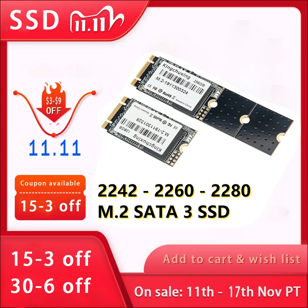 Promo Kingchuxing SSD M2 Sata M.2 NGFF Solid State Drive 1 TB 512 GB 256 GB 2242 2260 2280 Festplatte für Laptops Notebook SSD Image