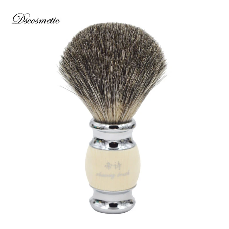 Vintage hand gefertigtes reines Dachs haar mit Rasierpinsel auf Metall basis mit Harz griff für das Pflege set für Männer Image