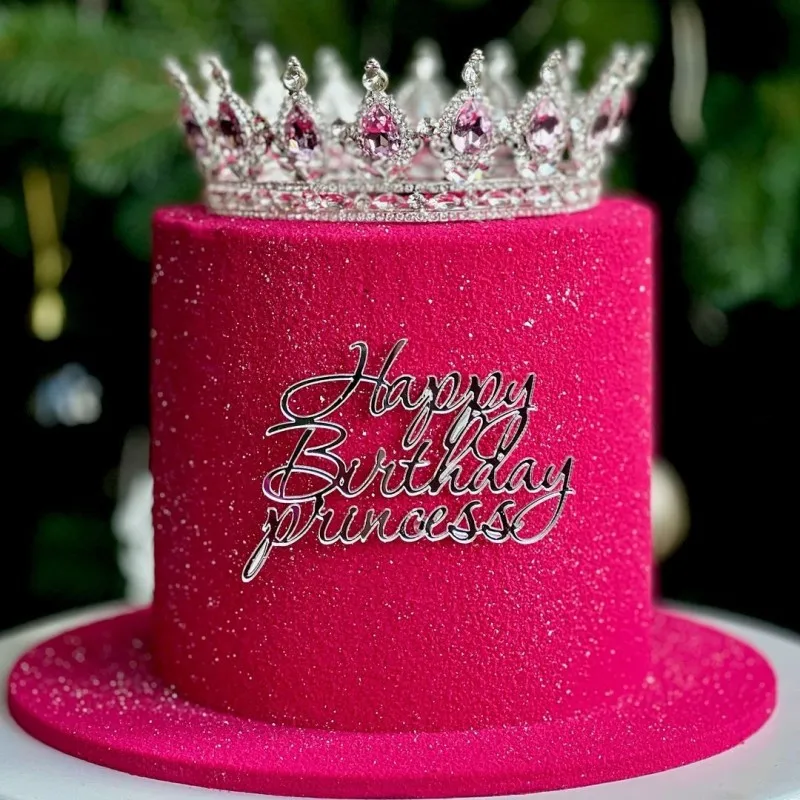 Tortenaufsatz aus Acryl, alles Gute zum Geburtstag, Königin, Prinzessin, geeignet für Mädchen, Geburtstagsparty, Kuchendekoration, Mädchen Mizwa-Babyparty Image