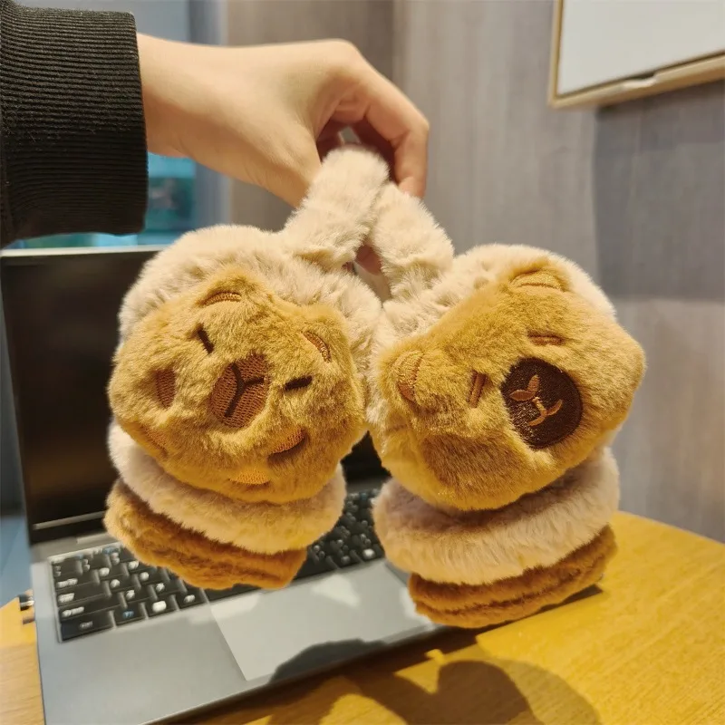 Süße Capybara-Ohr-warme Ohrenschützer, Cartoon-weiche Capybara-Ohrenklappe, Plüsch-Winter-Ohrenklappen, Frostschutzmittel und kältebeständige Ohrenschützer, warm Image