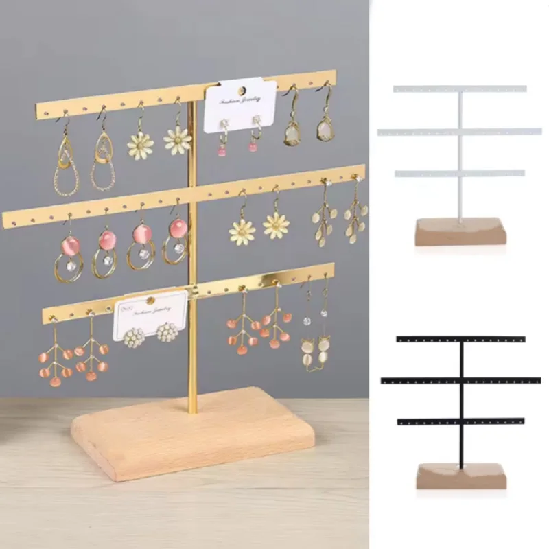 Neue DIY Multifunktionale Ohrring Display Rack Halskette Ring Lagerung Rack Abnehmbare Holz Boden Frauen Armband Schmuck Rack Image