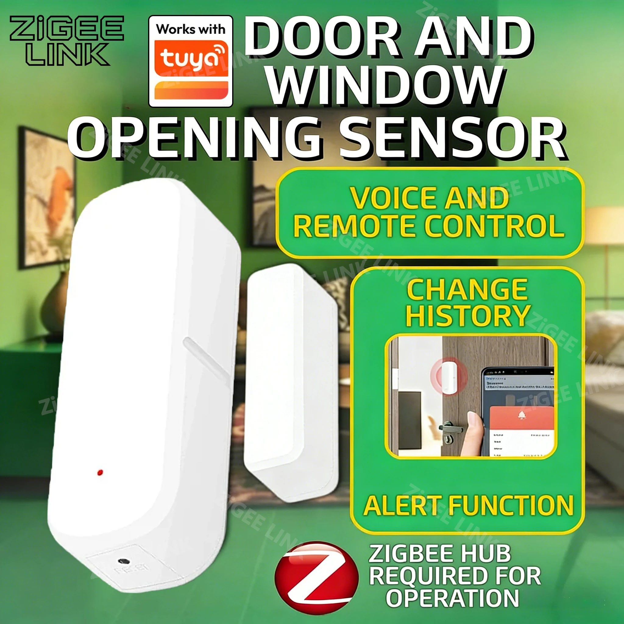 Zigbee Smart Türsensor Garagentor Fenster Offen/Geschlossen Detektoren Smart Life APP Fernbedienung über Tuya Alexa Google Home Image